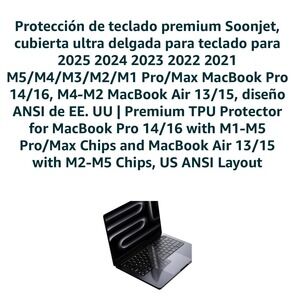 Soonjet TPU Keyboard Cover MacBook Pro 14 16 Air 13 15 M1 M2 M3 M4 M5 2021-2025
